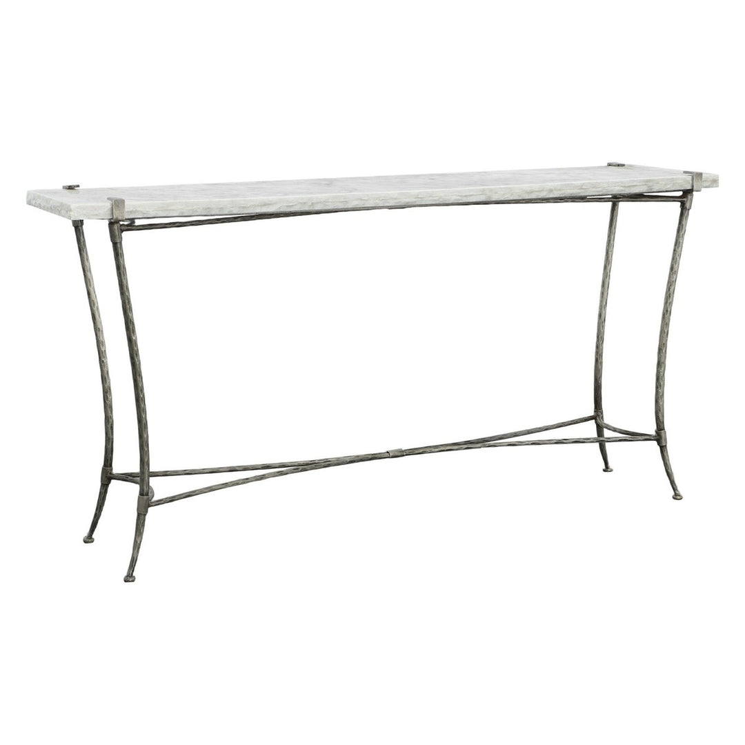 Palermo Console Table - Chiseled White Marble, Stainless Steel