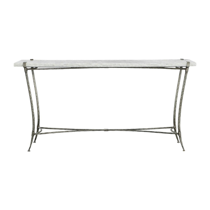 Palermo Console Table - Chiseled White Marble, Stainless Steel