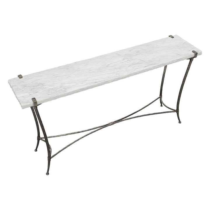 Palermo Console Table - Chiseled White Marble, Stainless Steel