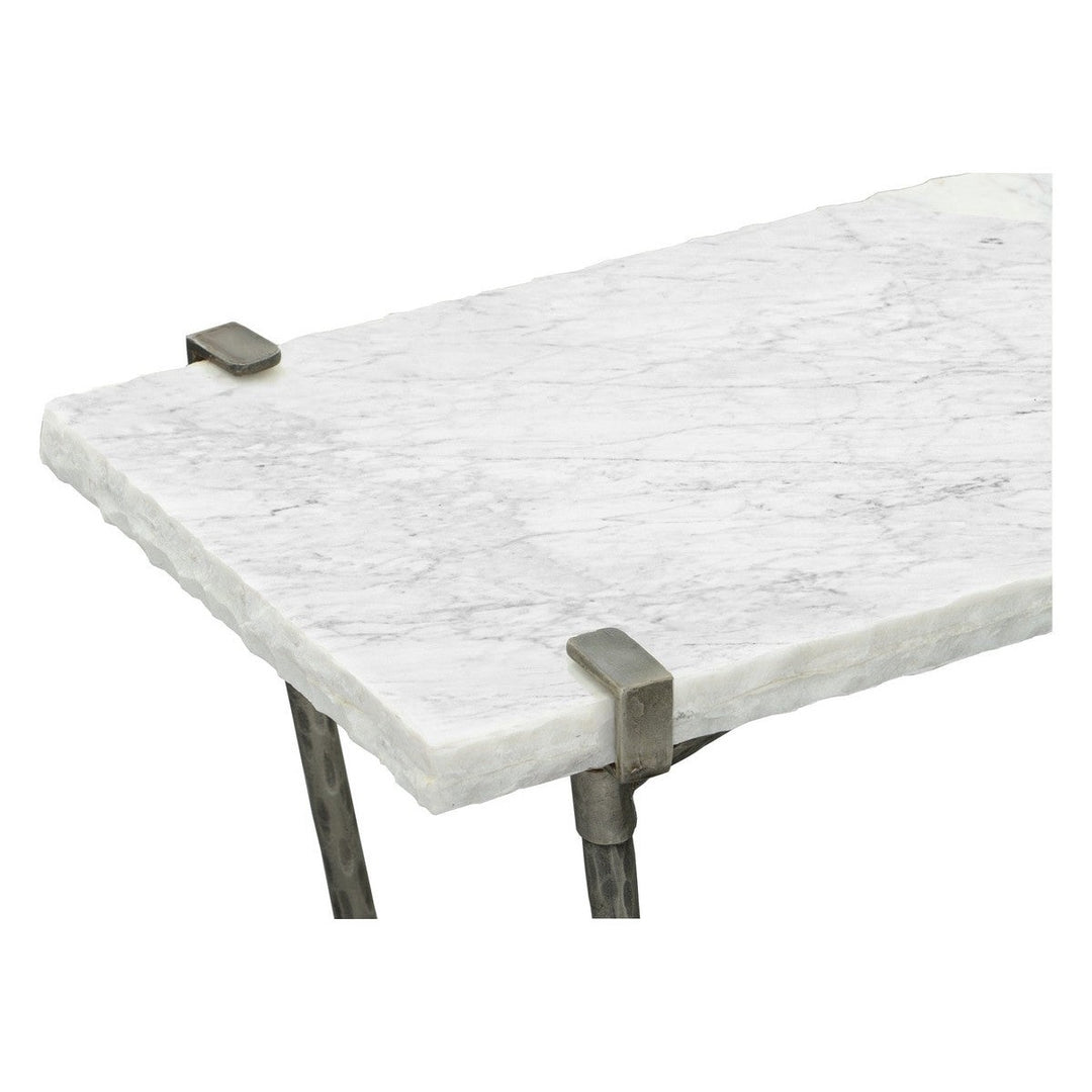 Palermo Console Table - Chiseled White Marble, Stainless Steel