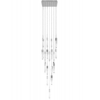 The Original Aspen Collection Chrome 25 Light Pendant Fixture With Clear Crystal Silver 25