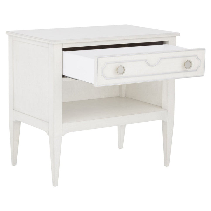 Camille Nightstand - Linen - Walnut Solids