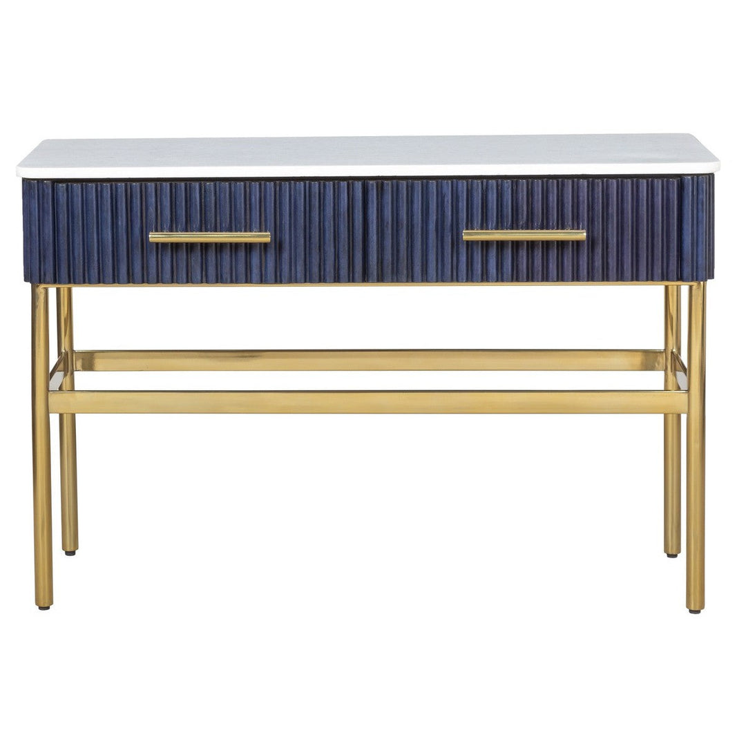 Harper Console Table - Leather,Metal Accents,Marble