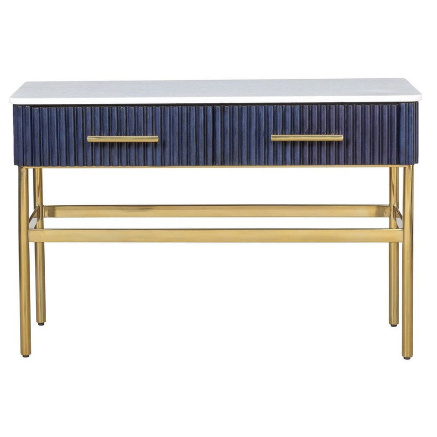 Console Tables Harper Console Table - Leather,Metal Accents,Marble