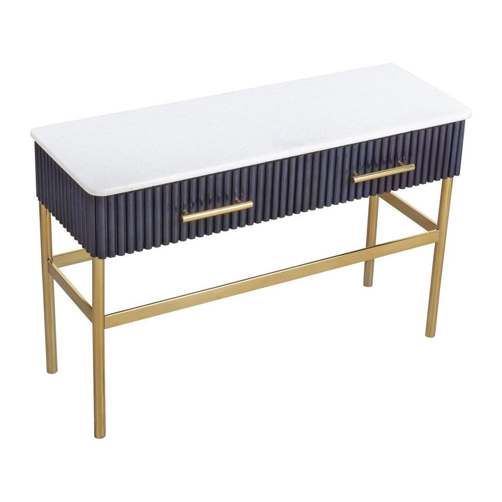 Harper Console Table - Leather,Metal Accents,Marble