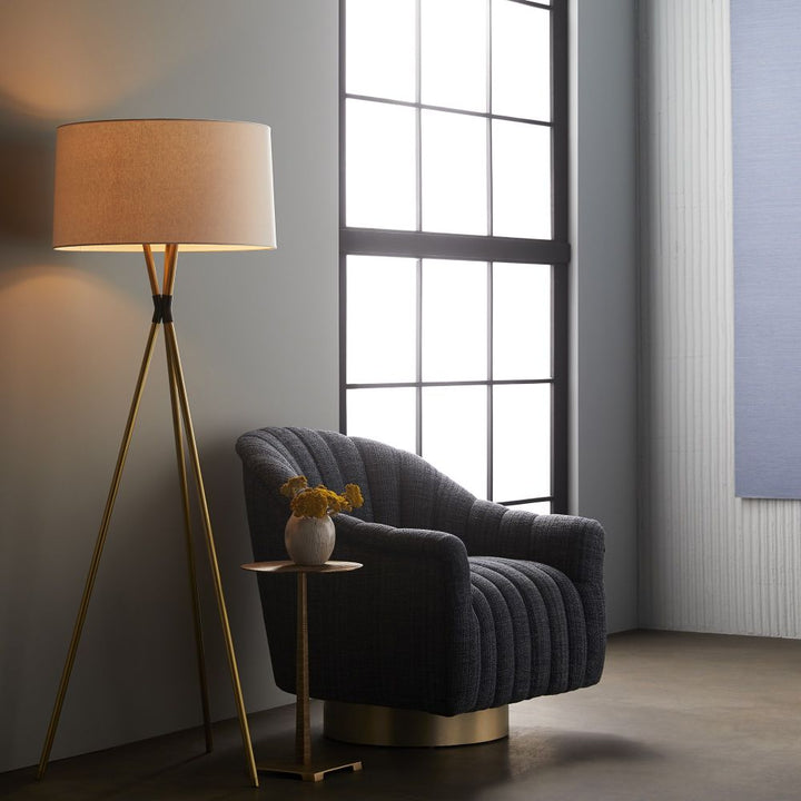 Lounge Chairs Griff Chair Indigo Tweed Champagne Swivel - Blue