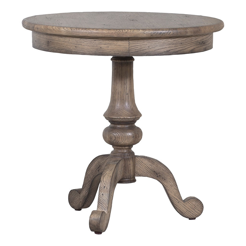 Arcadian Round Pedestal End Table - Burnished Oak - White Oak Solids