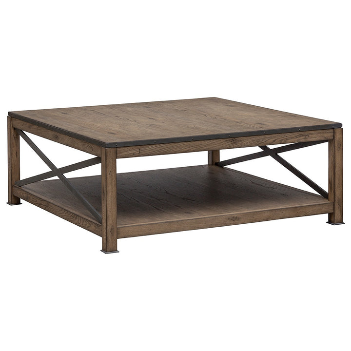 Arcadian Square Cocktail Table - Burnished Oak - White Oak Solids & Metal