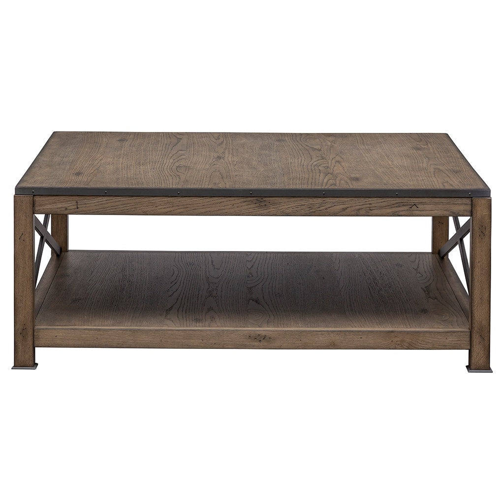 Arcadian Square Cocktail Table - Burnished Oak - White Oak Solids & Metal