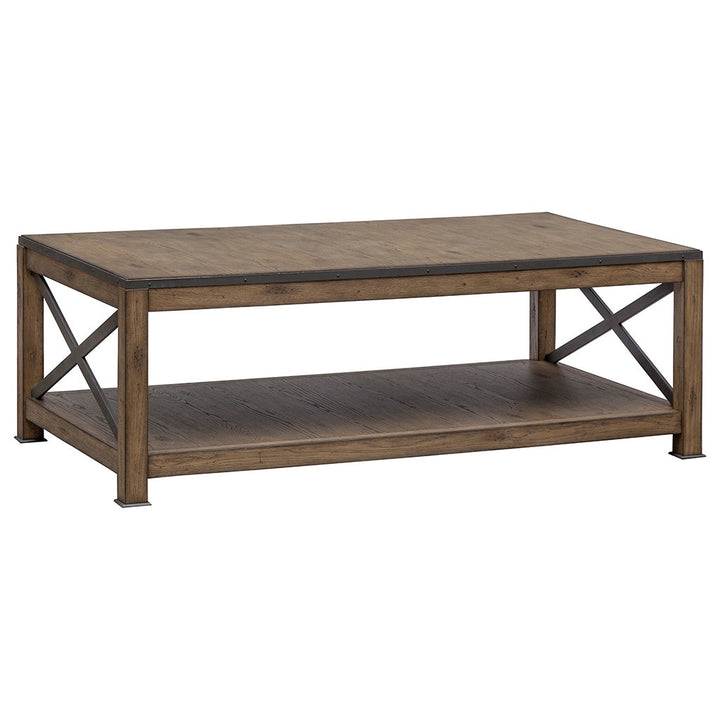 Arcadian Rectangular Cocktail Table - Burnished Oak - White Oak Solids & Metal