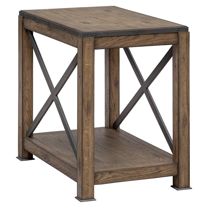 Arcadian Rectangular End Table - Burnished Oak - White Oak Solids & Metal