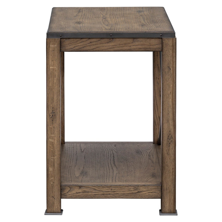 Arcadian Rectangular End Table - Burnished Oak - White Oak Solids & Metal