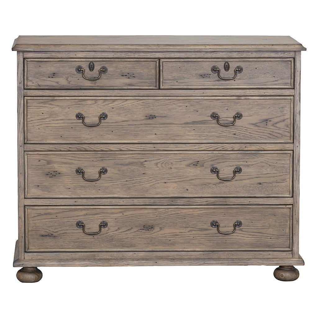 Arcadian Five Drawer Chest - Burnished Oak - White Oak Solids