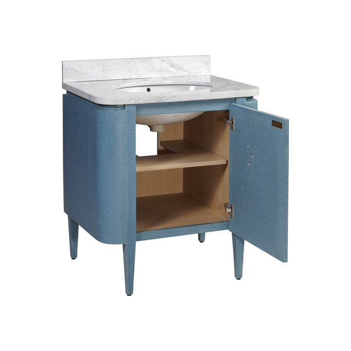 Vanities Briallen 30" Blue Linen Vanity with Oval Undermount Sink