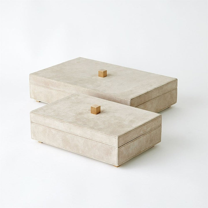 Boxes Posh Box-Parchment Suede-Lg
