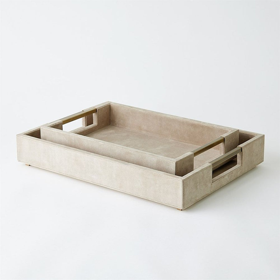 Serveware: Trays Posh Tray-Parchment Suede-Sm