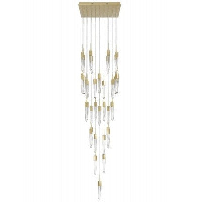 The Original Aspen Collection Brushed Brass 41 Light Pendant Fixture With Clear Crystal Brass 41