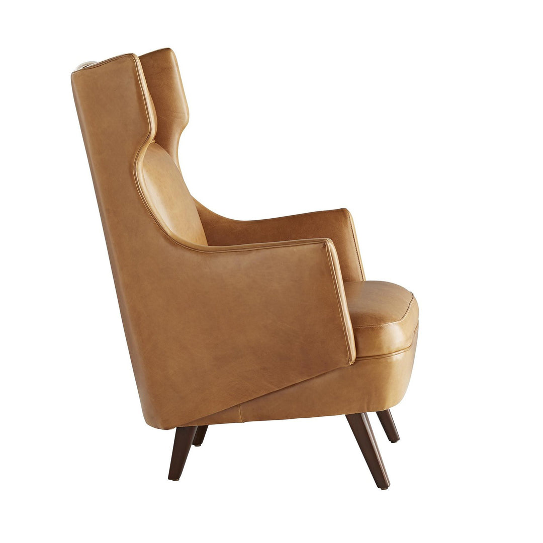 Rossi Wing Chair Cognac Leather Dark Walnut