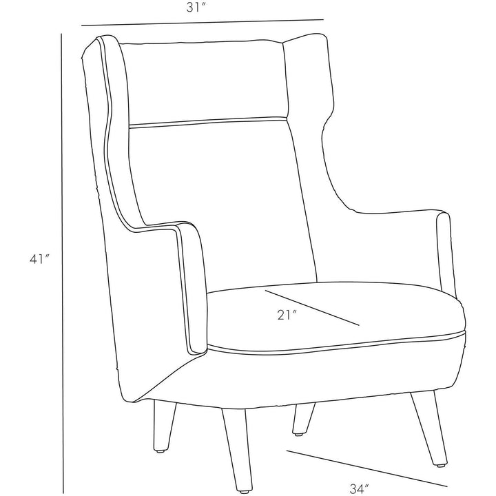 Rossi Wing Chair Cognac Leather Dark Walnut