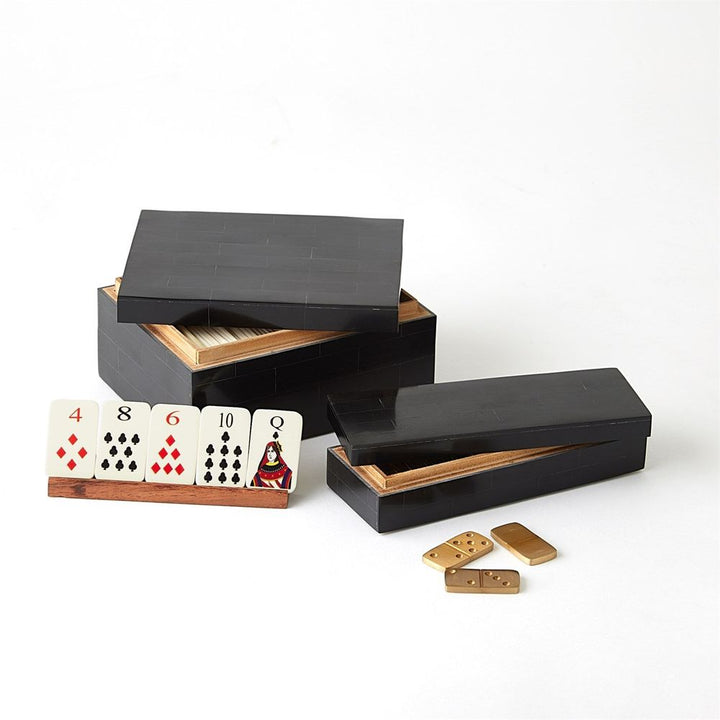 Games Boxed Bone Domino Set-Black