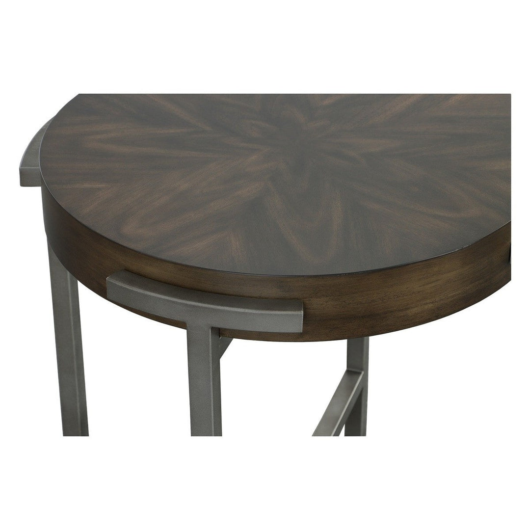 West Camden Round End Table - Tahitian Pearl - Metal, Walnut Solids