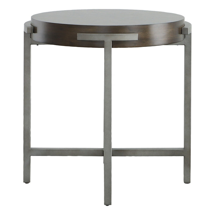 West Camden Round End Table - Tahitian Pearl - Metal, Walnut Solids