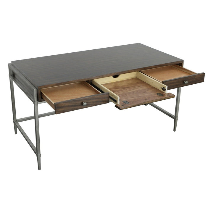 West Camden Writing Desk - Tahitian Pearl - Metal, Walnut Solids