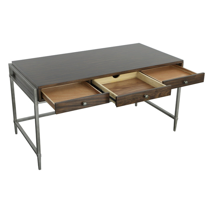 West Camden Writing Desk - Tahitian Pearl - Metal, Walnut Solids