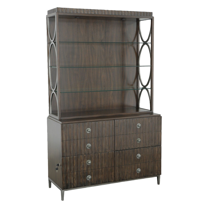 West Camden Lateral File Cabinet - Tahitian Pearl - Metal, Walnut Solids