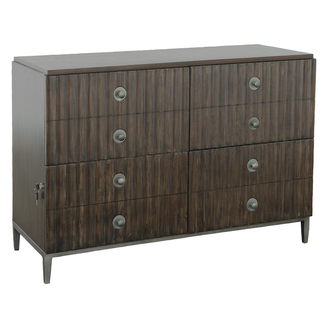 West Camden Lateral File Cabinet - Tahitian Pearl - Metal, Walnut Solids