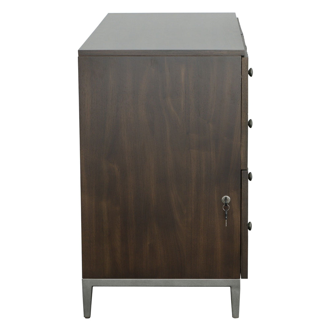 West Camden Lateral File Cabinet - Tahitian Pearl - Metal, Walnut Solids