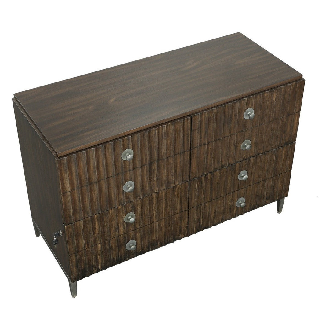 West Camden Lateral File Cabinet - Tahitian Pearl - Metal, Walnut Solids