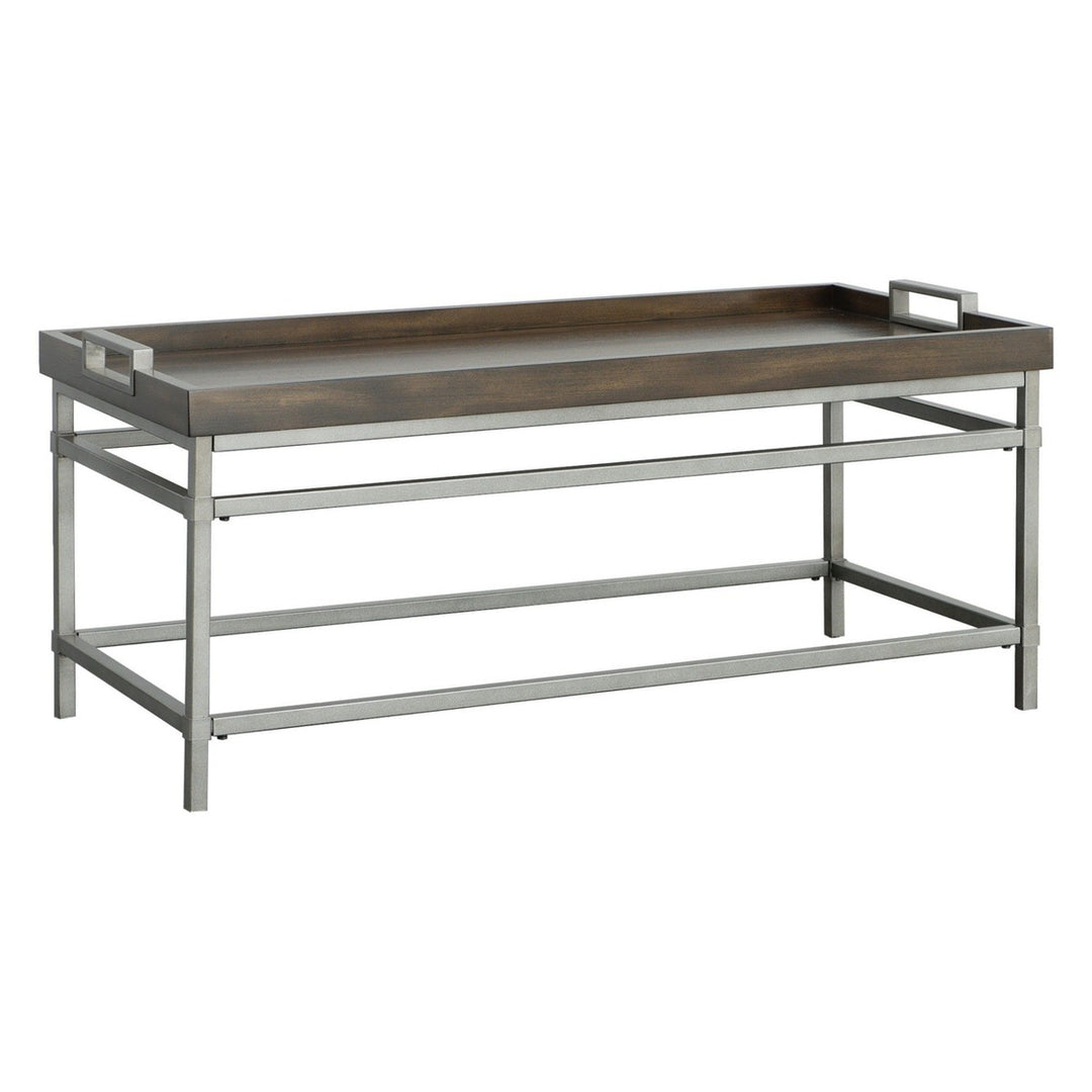 West Camden Rectangular Cocktail Table - Tahitian Pearl - Metal, Walnut Solids