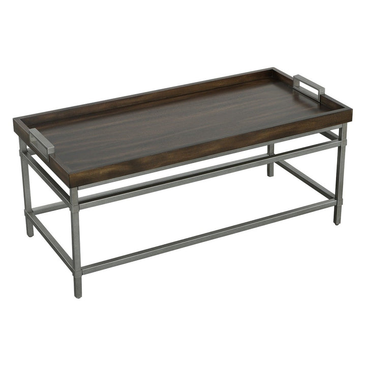 West Camden Rectangular Cocktail Table - Tahitian Pearl - Metal, Walnut Solids