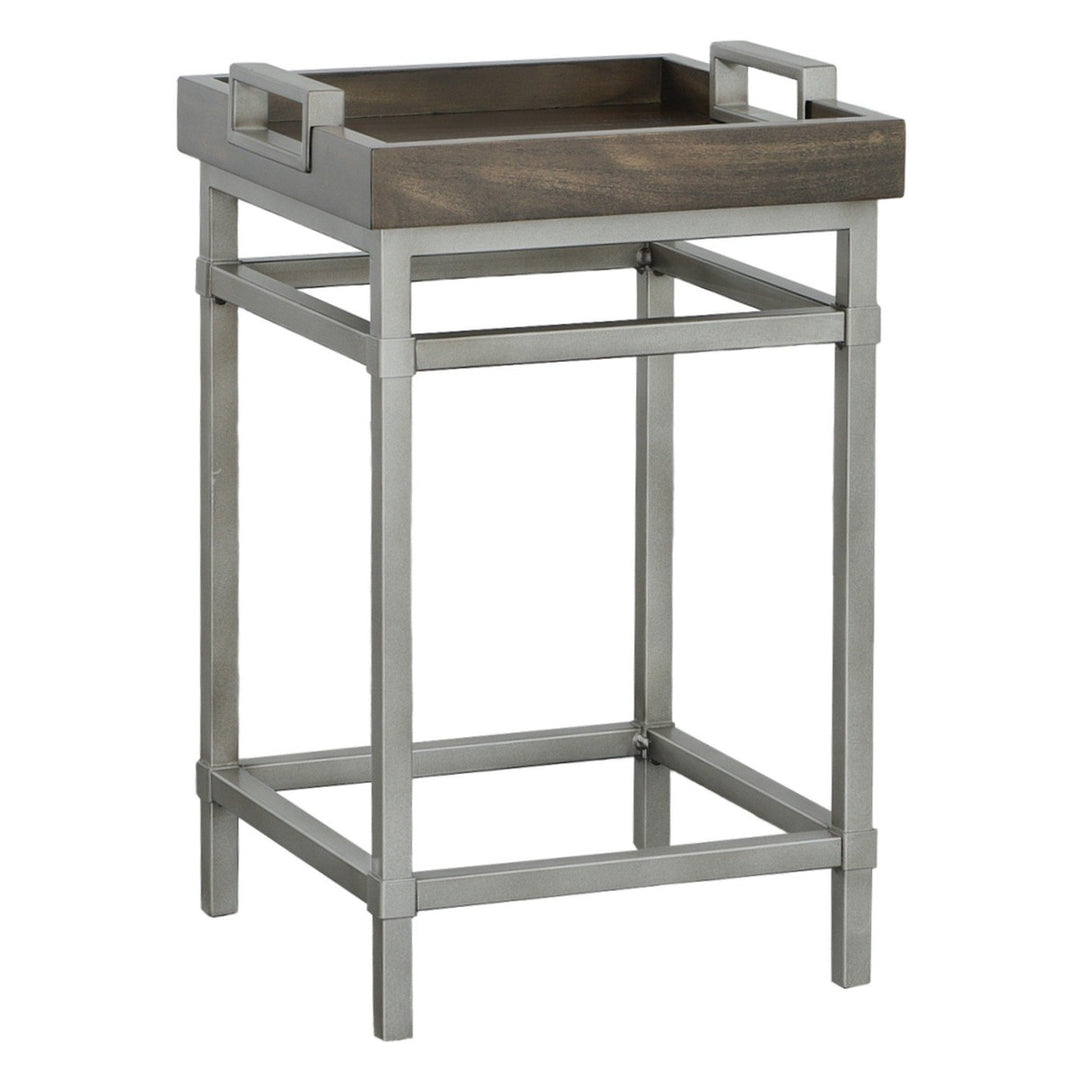 West Camden Drink Table - Tahitian Pearl - Metal, Walnut Solids