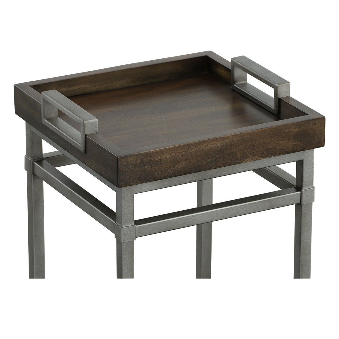 West Camden Drink Table - Tahitian Pearl - Metal, Walnut Solids