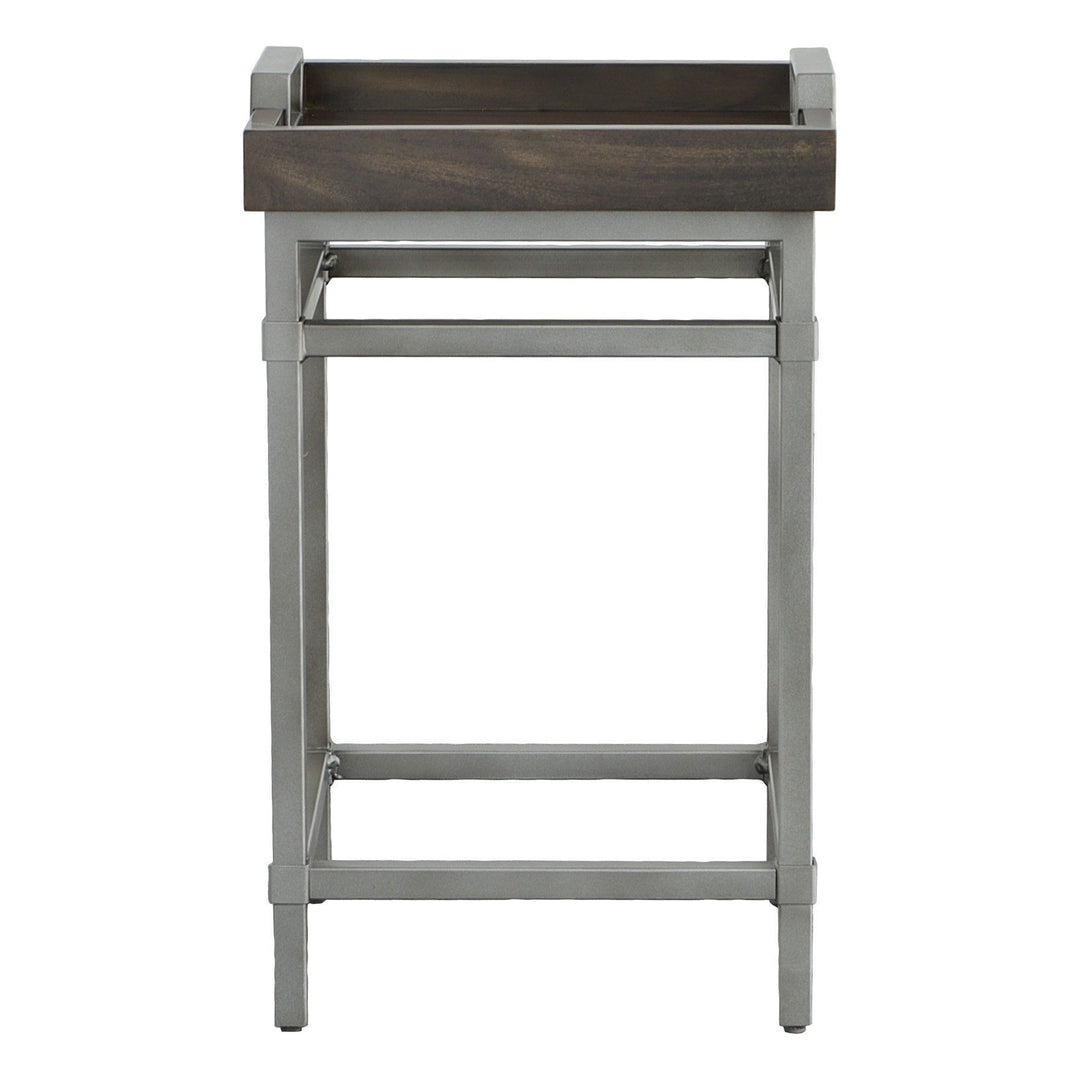 West Camden Drink Table - Tahitian Pearl - Metal, Walnut Solids