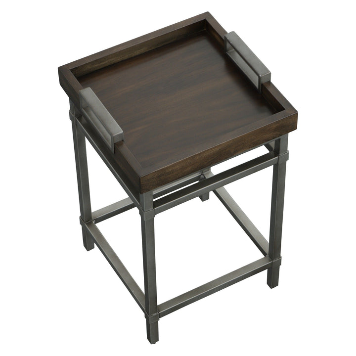 West Camden Drink Table - Tahitian Pearl - Metal, Walnut Solids