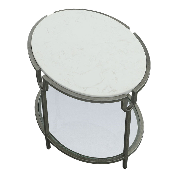 West Camden End Table - Metal, Carrara Marble, & Glass