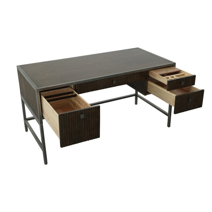 West Camden Writing Desk - Tahitian Pearl - Metal, Walnut Solids