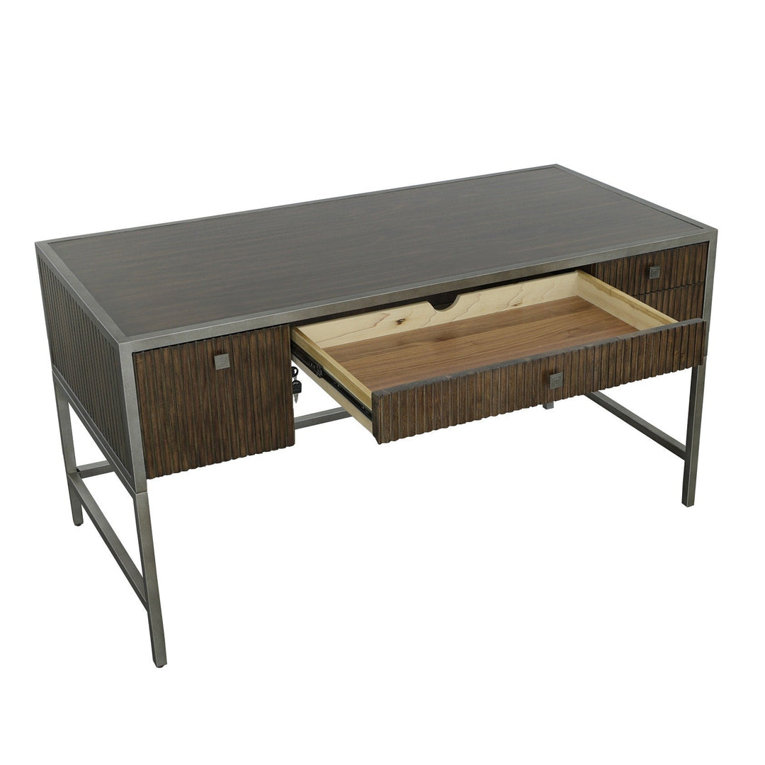 West Camden Writing Desk - Tahitian Pearl - Metal, Walnut Solids