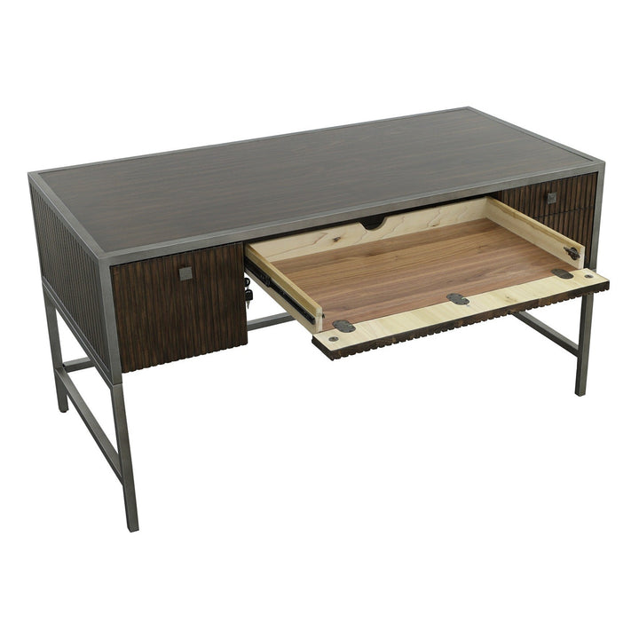 West Camden Writing Desk - Tahitian Pearl - Metal, Walnut Solids