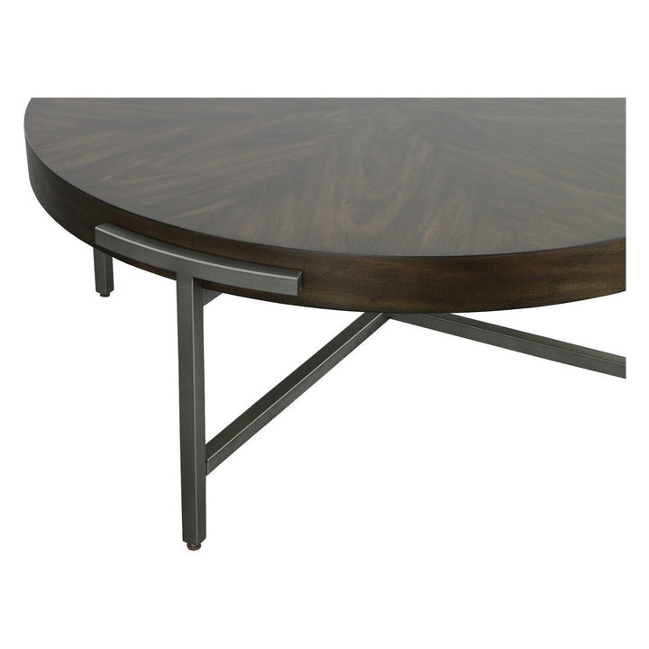 West Camden Round Cocktail Table - Tahitian Pearl - Metal, Walnut Solids