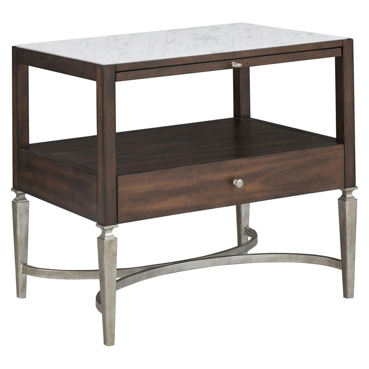 West Camden Nightstand - Tahitian Pearl - Walnut,Metal Accents