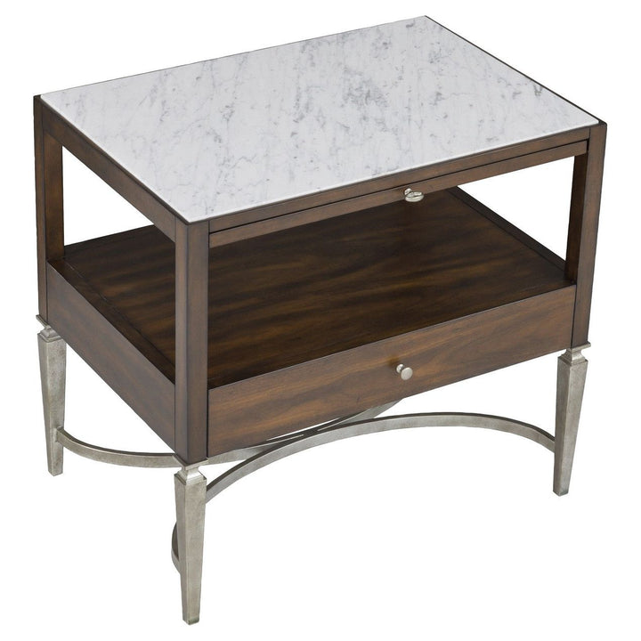 West Camden Nightstand - Tahitian Pearl - Walnut,Metal Accents