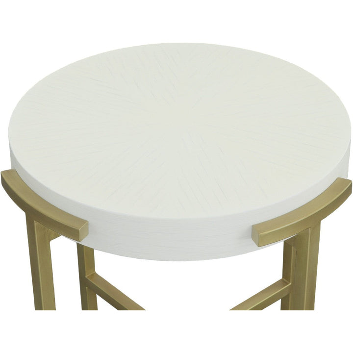 East Camden Round End Table - Pearl - Metal, Poplar Solids