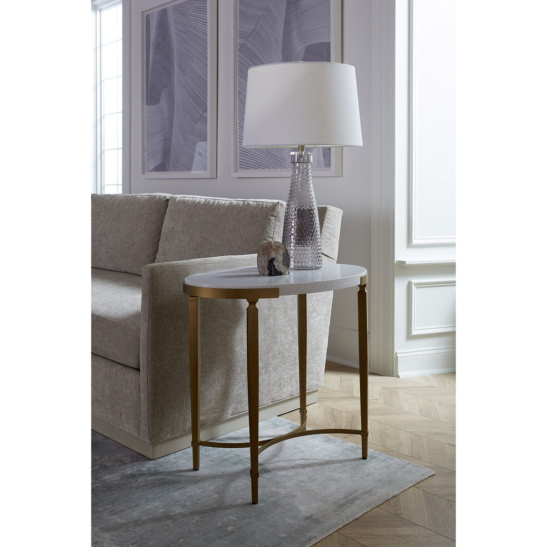 East Camden Oval End Table - Pearl - Metal & Italian Marble