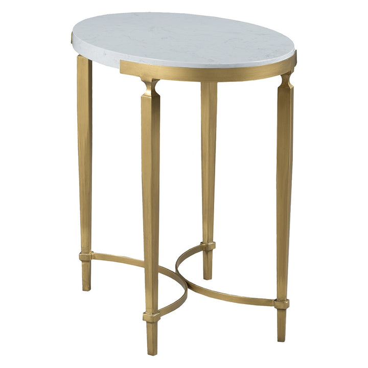 East Camden Oval End Table - Pearl - Metal & Italian Marble