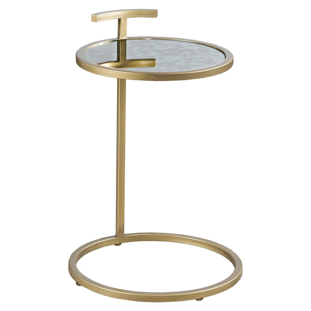 East Camden Drink Table - Antique Brass - Metal & Glass