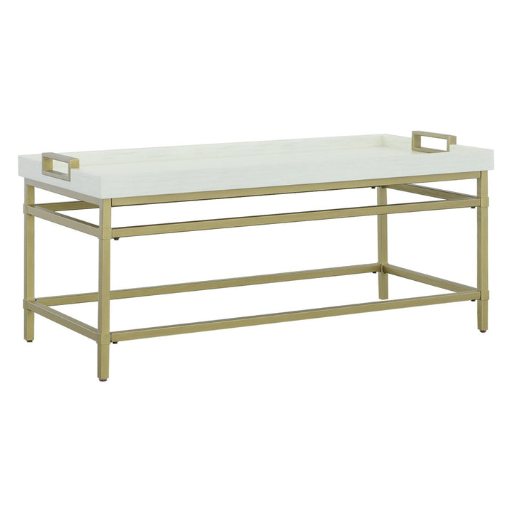 East Camden Rectangular Cocktail Table - Pearl - Metal, Poplar Solids